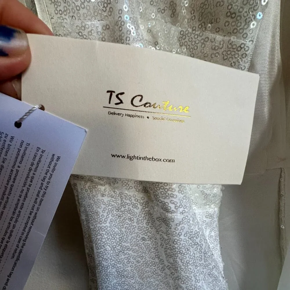TS Couture Sparkly White Prom Dress or Wedding Gown - Picture 8 of 10